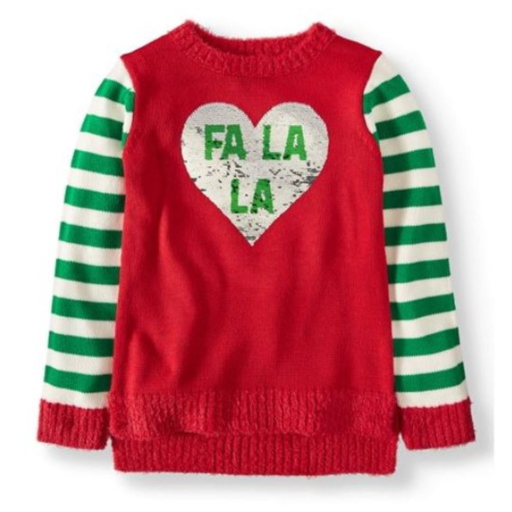 FA-LA-LA REVERSABLE SEQUINED HEART SWEATER - NEW
